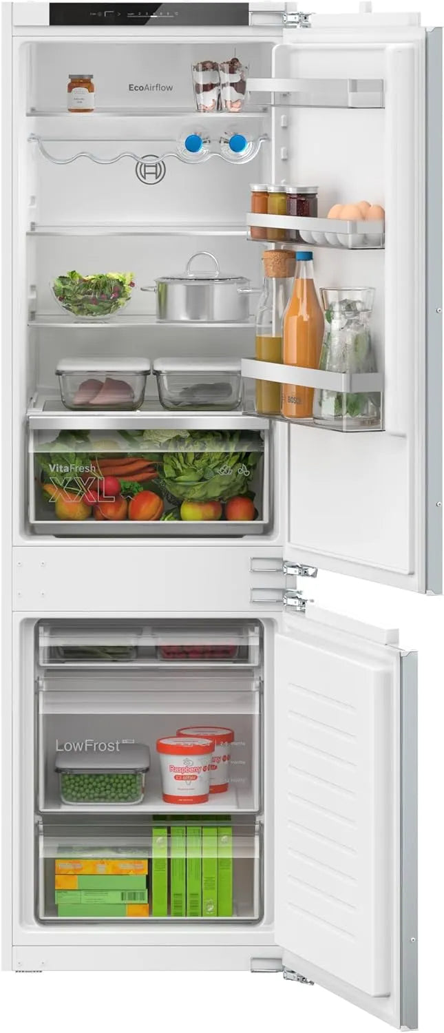Bosch KIV86VFE1, Køle-/fryseskabe, serie 4 bygget i køleskabe-fryser kombination, 177, 2 x 54, 1cm niche, 183 L køling, Hvid, 86V, 1cm