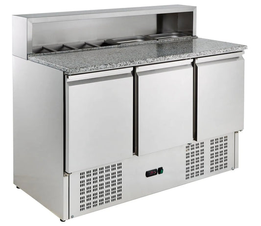 GastroHero PSH903, Køleborde, Pizza Bord, Køleskab Bord, 402L, Rustfrit stål, Sølv, 903 G, 8 x 1, 6 G