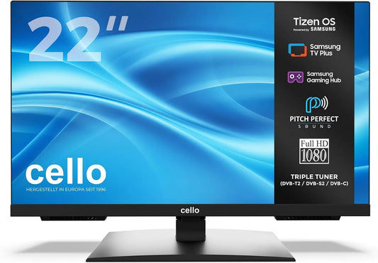 Cello C2226TZH 1080p, TV'er, 22 'Smart LED-tv, 2024, Tizen OS, Gaming Hub, Pitch højttaler, tredobbelt tuner, Sort, 22 '
