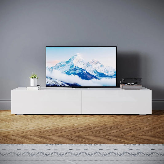 SONNI, TV-borde og lowboards, Lowboard, 180x40x30cm, Hængende / stående, med 2 Foldedørskasse, Hvid, 240 mm