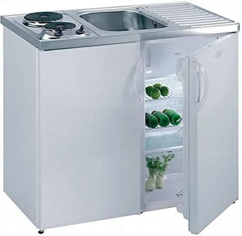 Lüllmann, Mini-køkkener, Pantryküche køkkenlinje Enkelt køkken med køleskab og 2 stjernet fryseskab til, Hvid, 860 x 1000 x 600 mm, 145 mm