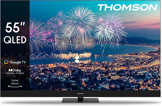 Thomson 65QG5C14, 65 inches (164cm) QLED Central Feet Google Smart TV, Wi- Fi, Dolby Audio, Sort, 65 inch, 164cm, QLED, 4K