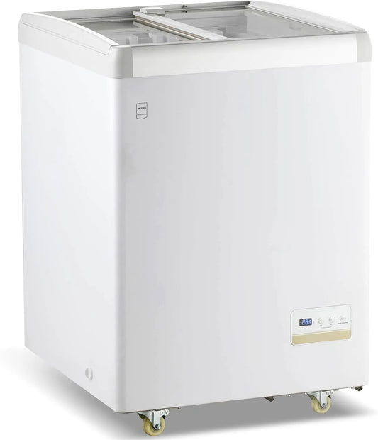 METRO Professional GICC1108, Kølemontrer, 120 L, fryser med skydeglasdør, 2 opbevaringskurve, dørlås, temperaturalarm, Hvid