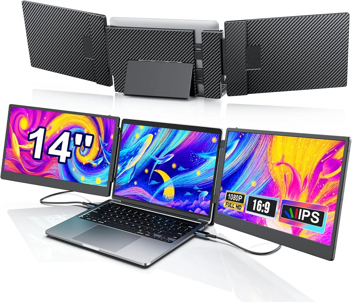 Livelect-m 14-Zoll 14-tommer, Skærme, laptop skærm udvidelse, 1080P FHD Portable Monitor laptop, Sort, 1920 × 1080