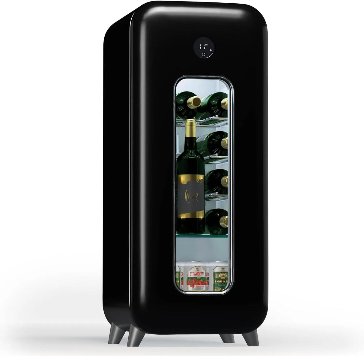 Klarstein, Vin- og champagnekølere, Clearstein Freestanding vin køleskab 1 zone, drikkevarer køleskab Klein, Lille, Sort, 45 dB, 4 v, 91 cm