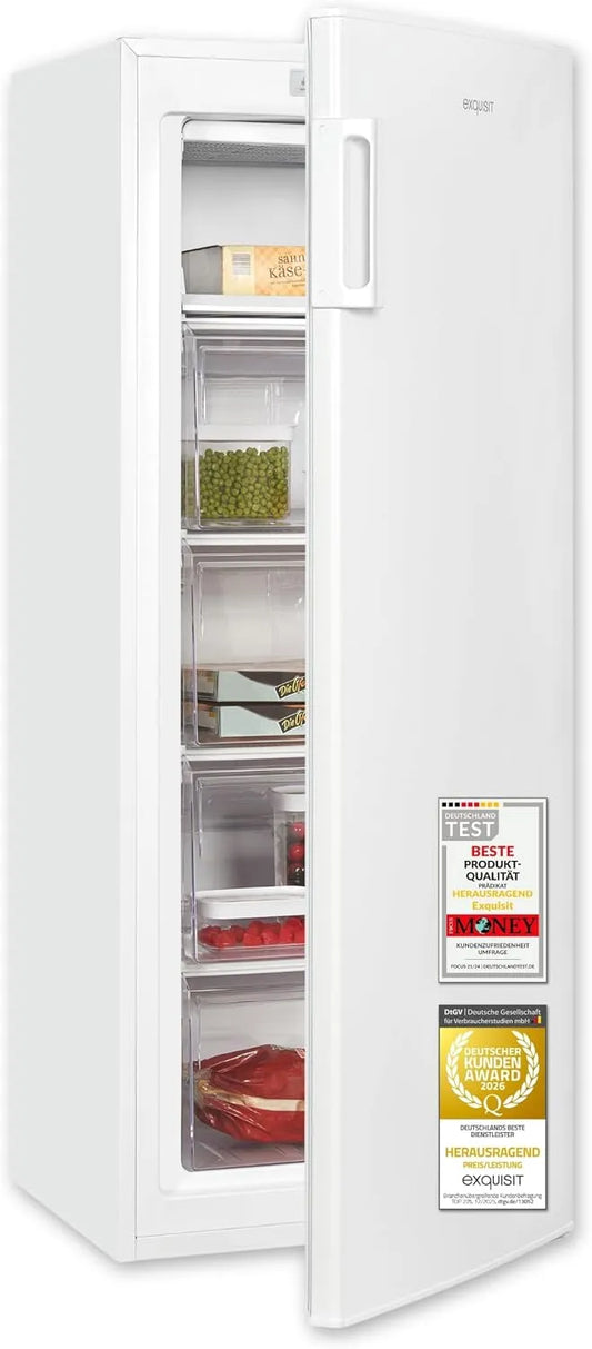 Exquisit GS5230-H-040D GS5230, Fryseskabe, Udsøgt - H- 040D Fryser - 168 l brugbar kapacitet - klasse D - Hvid, 168 l, 18 g, 10, 0 kg