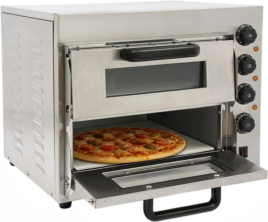 ZHDPYHDD, Pizzaovne, Pizzaovn 3000W 220V, rustfrit stål 2 etager, cordierit plader, Sølv, 3000W, 220V, 3 v, 20 L