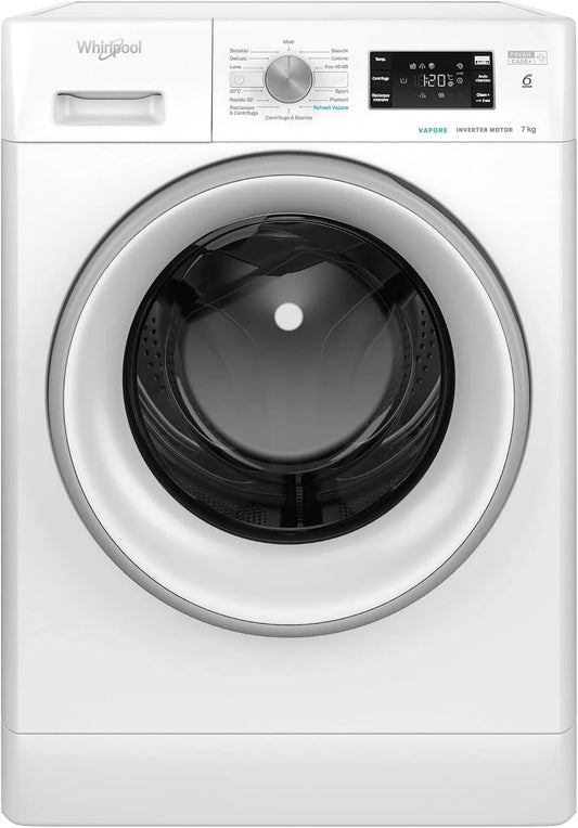 Whirlpool, Vaskemaskiner, Varmebad vaskemaskine med frontlæsser, 7, 0 kg - FFB 7469 SV IT, Hvid, 0 kg