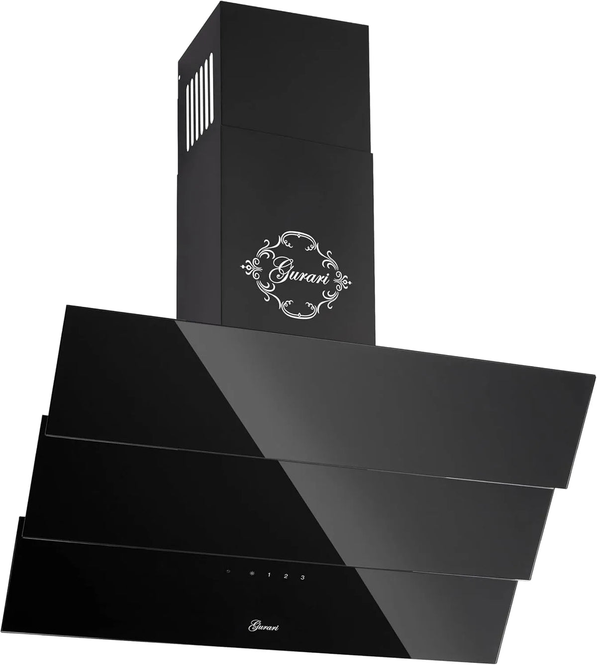 Gurari BL.6, Væghængte emhætter, hovedløse område hætte 60 cm GCH D 267 BL6 Prime Schwarz Glas, Sort, 6 G, 60 cm, 150 mm, 120 mm