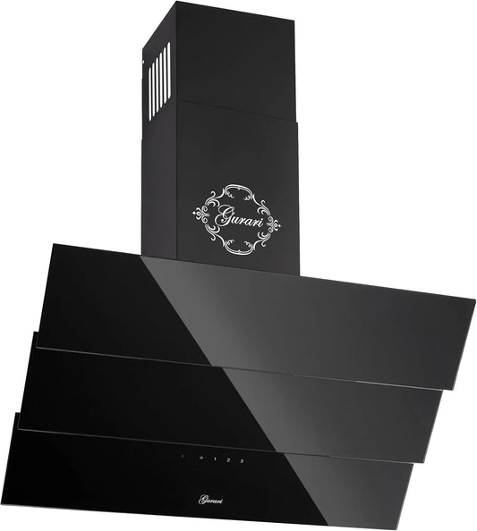 Gurari BL.6, Væghængte emhætter, hovedløse område hætte 60 cm GCH D 267 BL6 Prime Schwarz Glas, Sort, 6 G, 60 cm, 150 mm, 120 mm
