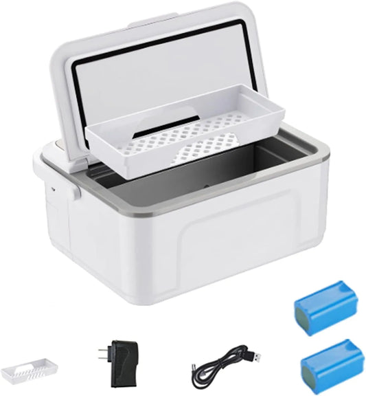 LMAHAP 2xBattery, Lager- og rejsemapper, Bærbart insulinkøleskab til medicinering, transportabelt minikøleskab, køleskab, Hvid, 8 g, 70 mm