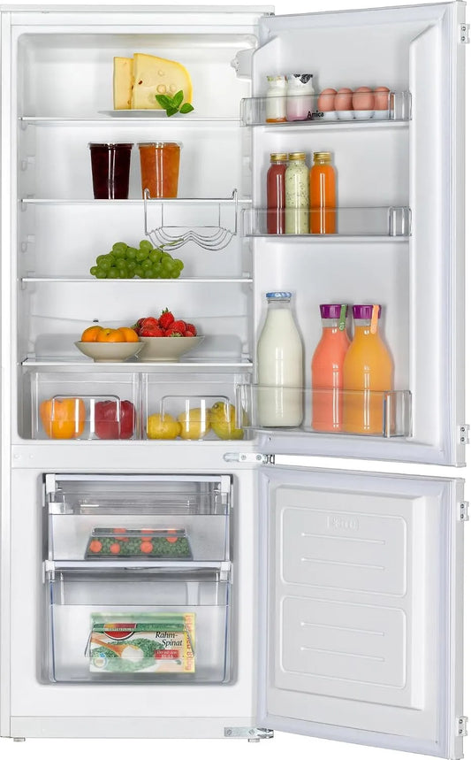 Amica, Køle-/fryseskabe, build- in køleskab kombination EKGC 16156 / 1450mm niche / drag dør teknologi /, Sort, 1450mm, 212 l